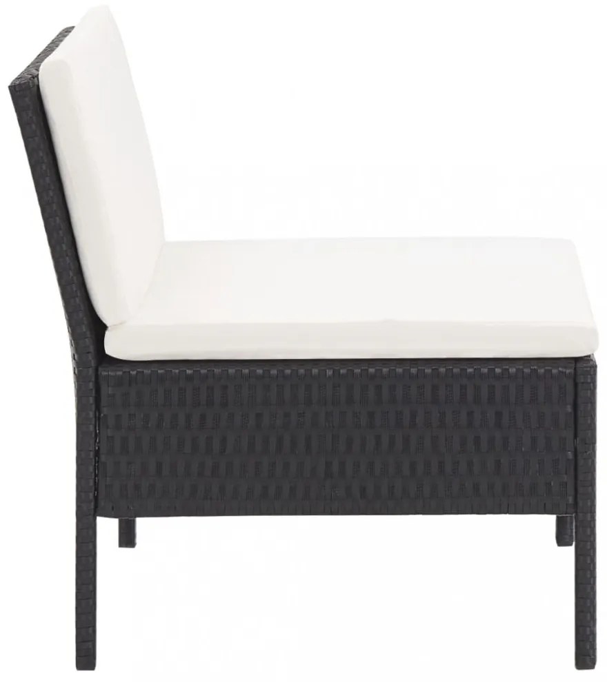 vidaXL 3 részes fekete polyrattan kerti ülőgarnitúra párnákkal