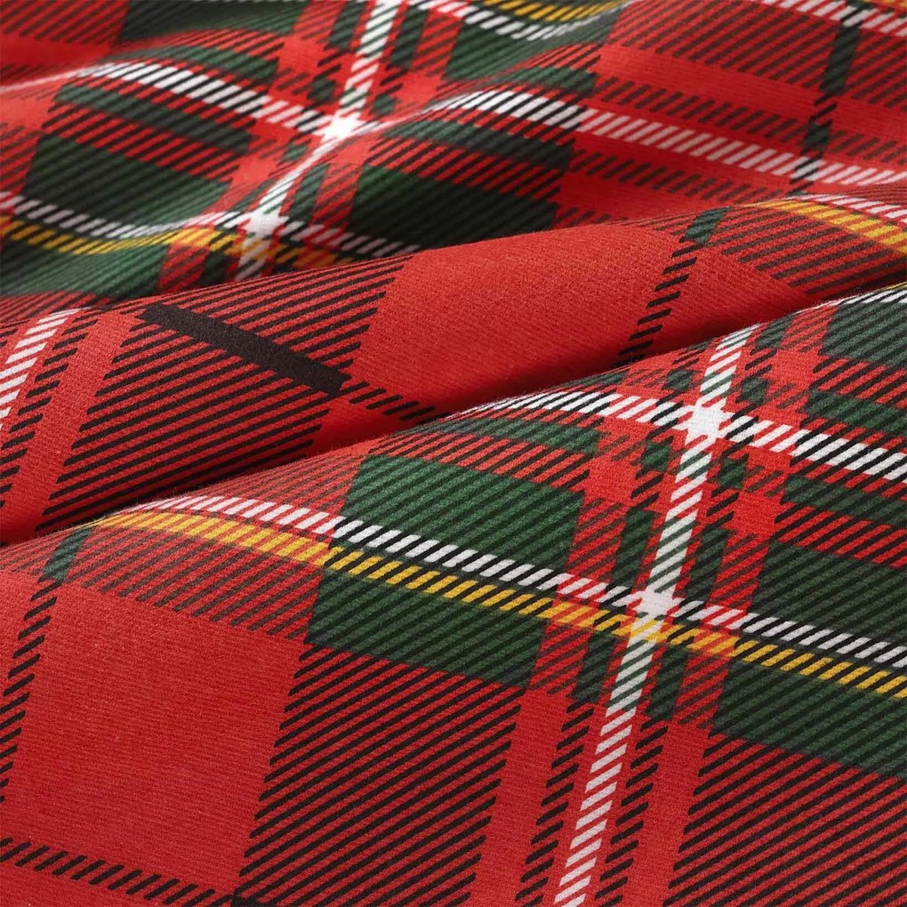Goldea karácsonyi flanel ágyneműhuzat - piros kockás 240 x 220 és 2db 70 x 90 cm