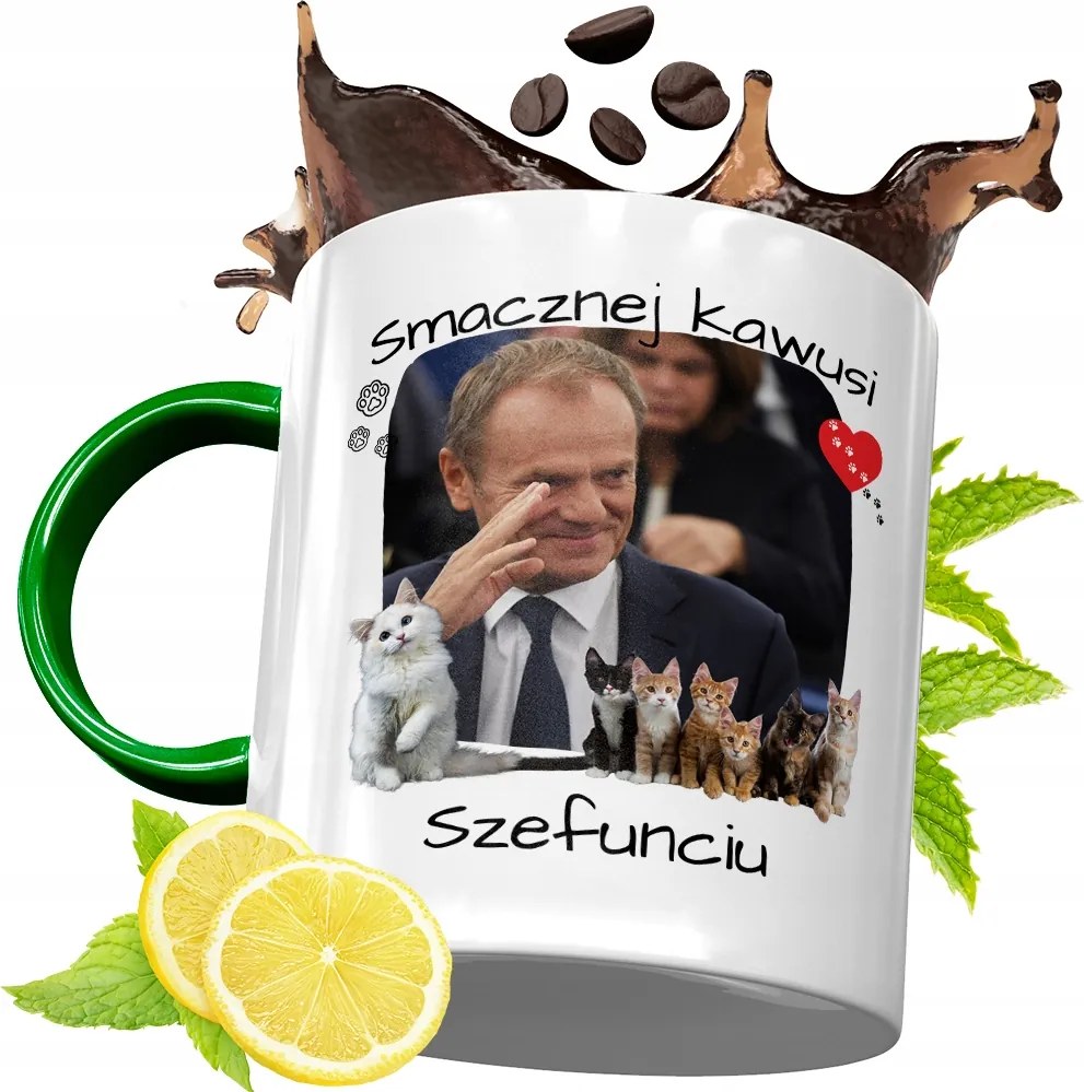 Donald Tusk Zöld Bögre Ajándék Nyomtatott Fotóval