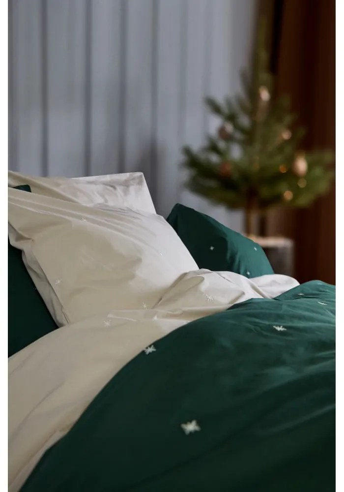 Bézs egyszemélyes pamut-perkál ágyneműhuzat 140x200 cm Christmas Fable – JUNA