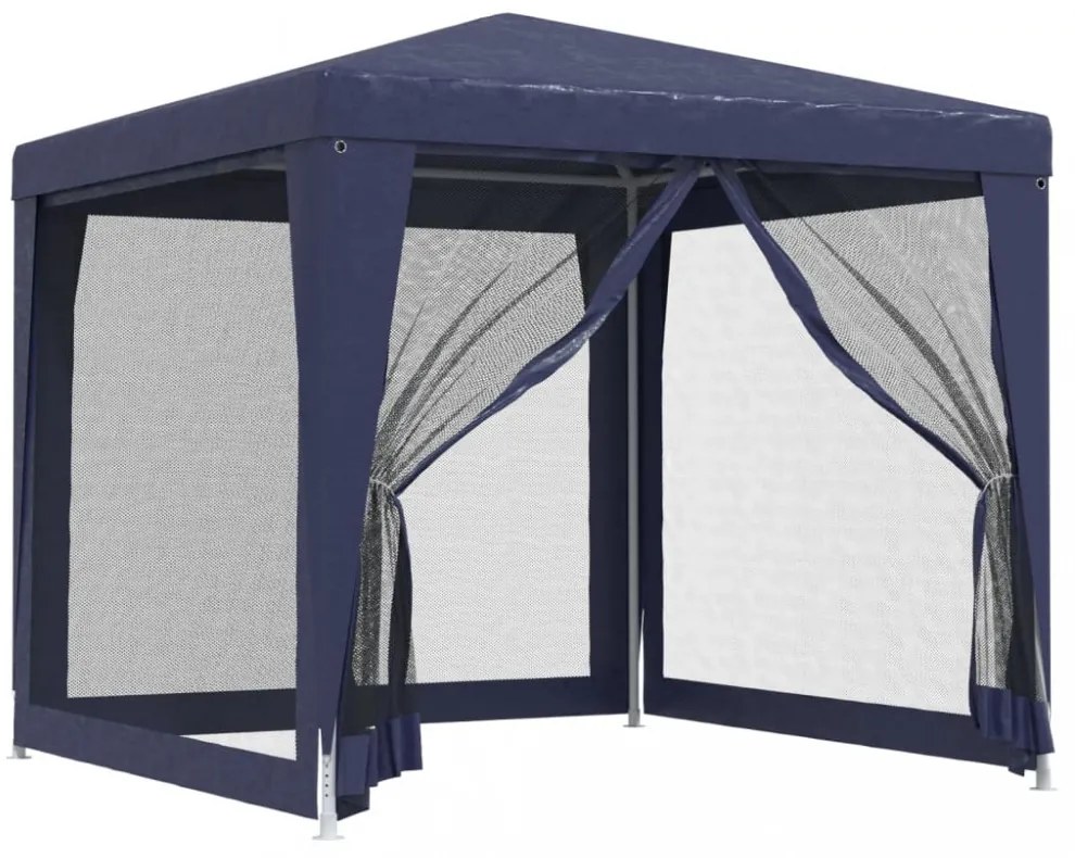 kék HDPE rendezvénysátor 4 hálós oldalfallal 2,5x2,5 m