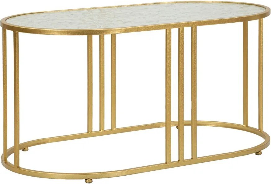 Fehér-aranyszínű dohányzóasztal üveg asztallappal 50x90 cm Antalia – Mauro Ferretti