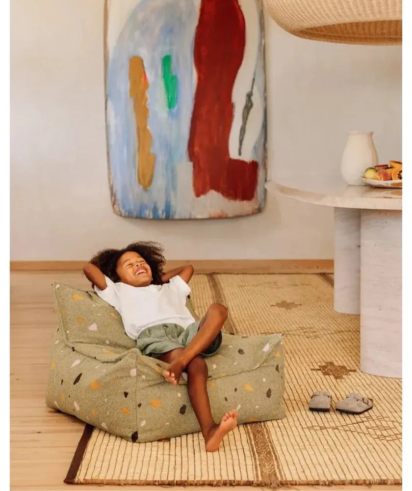 Zöld buklé-zsenília gyerek babzsákfotel Terrazzo Chair – Wigiwama