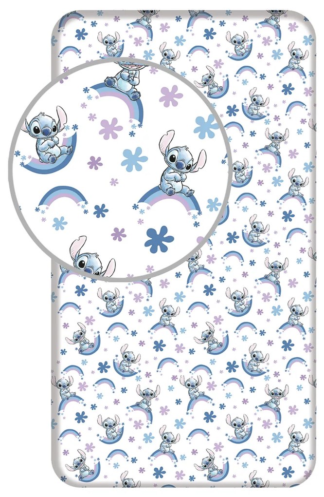 Jerry Fabrics Lilo and, Stitch "Rainbow" pamut lepedő, 90 x 200 cm