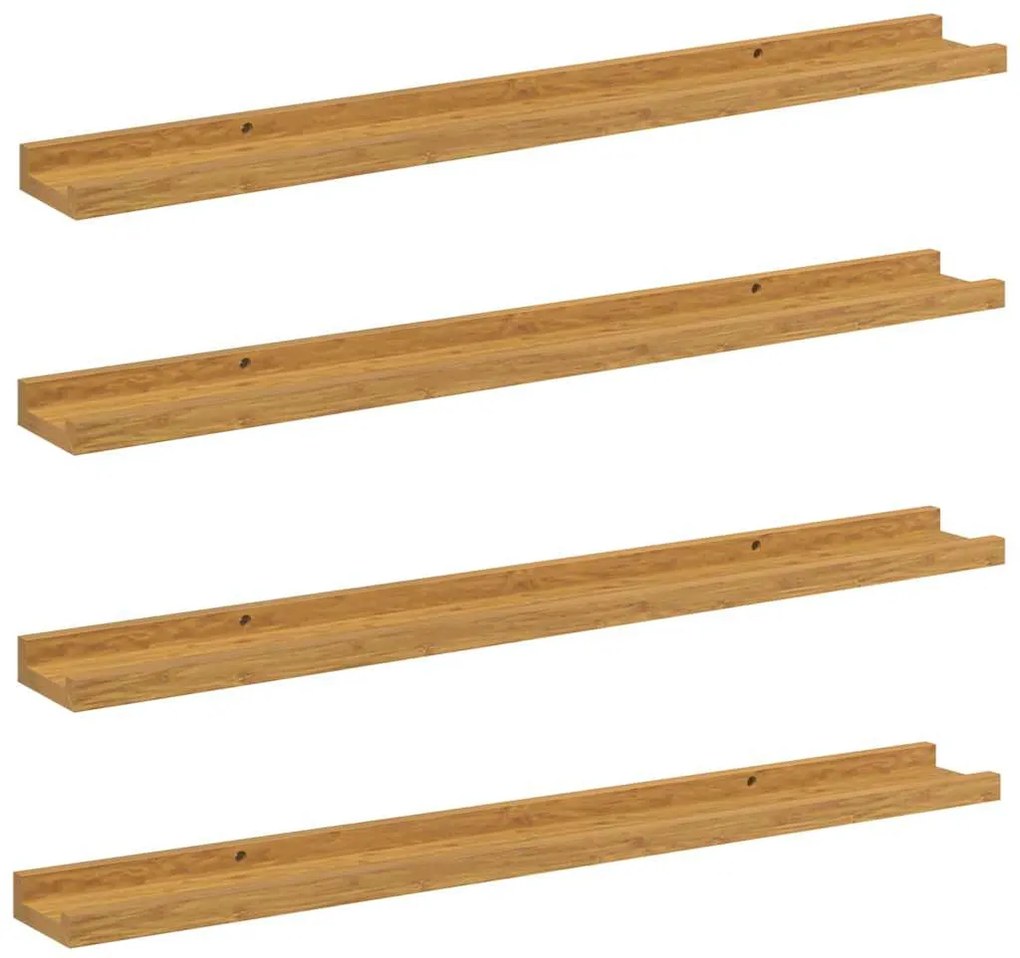 vidaXL Falpolc polcokkal tárolóval 4 pcs Bézs 80 x 9 x 3 cm Faanyag