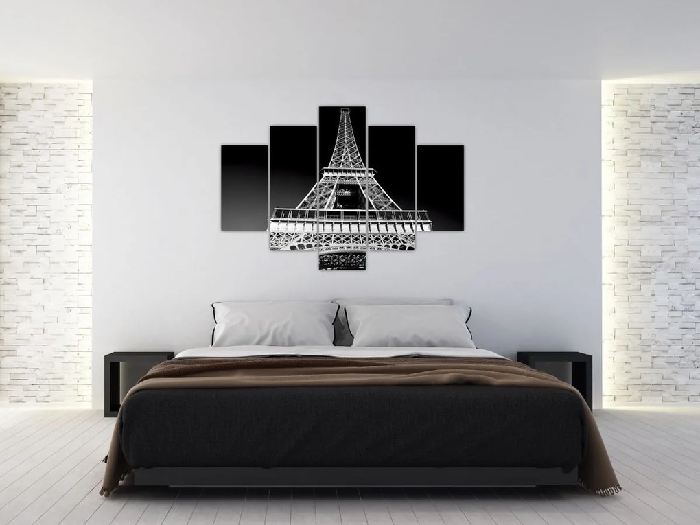 Kép - Eiffel-torony, fekete-fehér (150x105 cm)