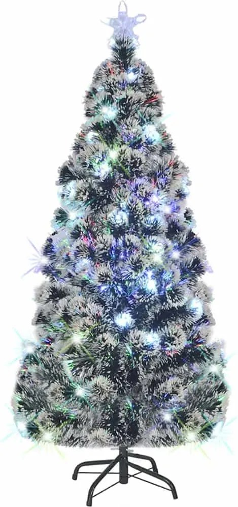 vidaXL száloptikás megvilágított karácsonyfa állvánnyal és LED-es 210 cm