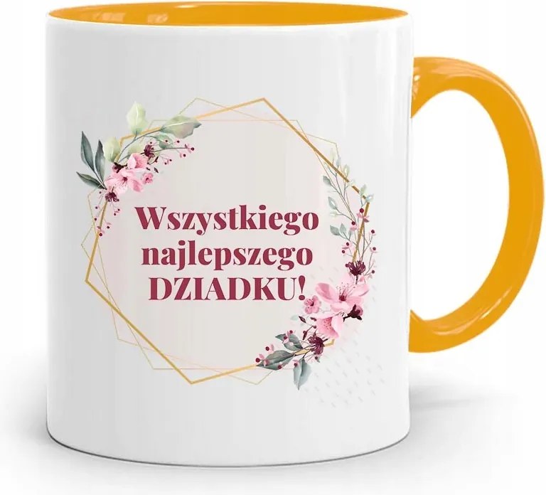 Sárga Bögre Nagypapának Boldog Születésnapot fényképes nyomattal