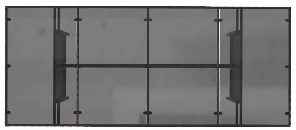 barna polyrattan üveglapos kerti asztal 190x80x75 cm