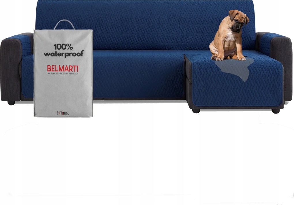 Vízálló ágytakaró kanapéra sarokvédő teflon sötétkék 200cm jobbos