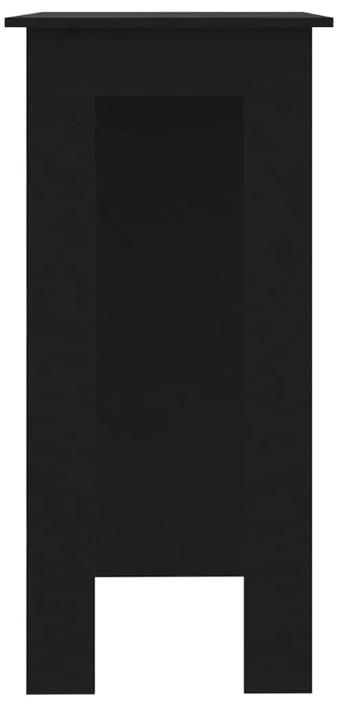 Fekete szerelt fa bárasztal polccal 102 x 50 x 103,5 cm