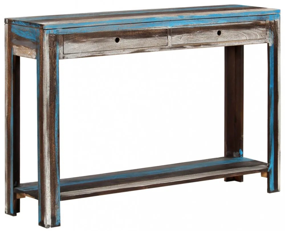 Vintage stílusú tömör fa tálalóasztal 118 x 30 x 80 cm
