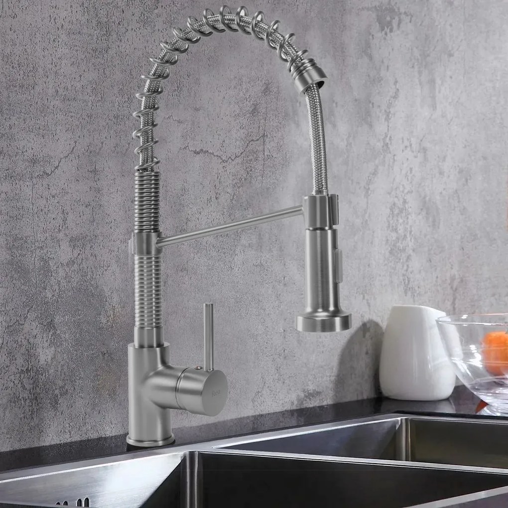 Konyhai csaptelep Rea Spring Nickel Brush INOX