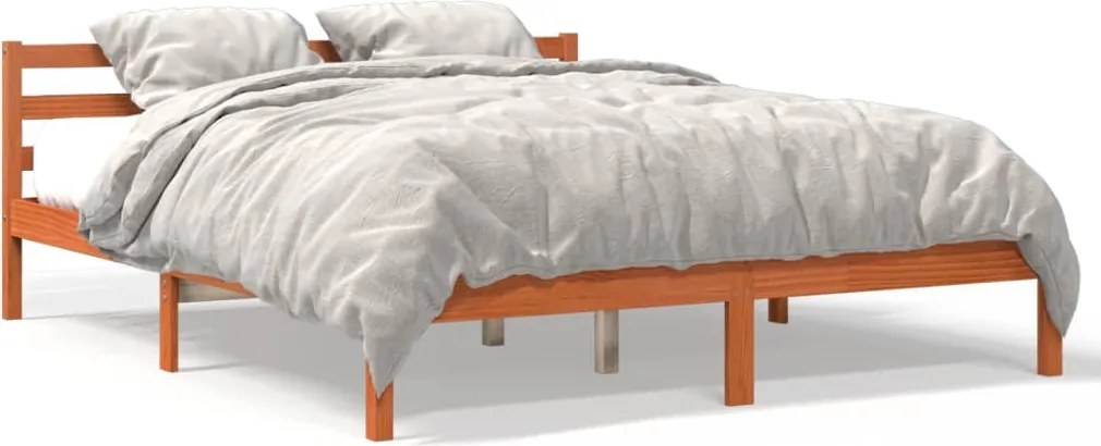 vidaXL viaszbarna tömör fenyőfa ágy matrac nélkül 160 x 200 cm