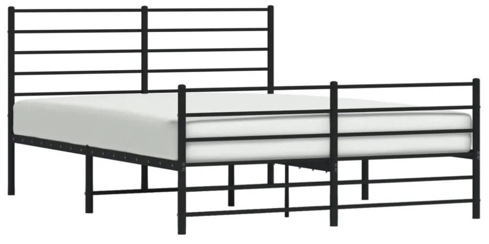 fekete fém ágykeret fej- és lábtámlával 135 x 190 cm