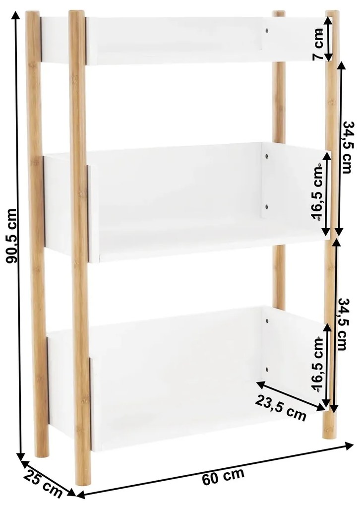 Baltika typ 2 polcos állvány,60 x 25 x 90,5 cm, 3 emelet