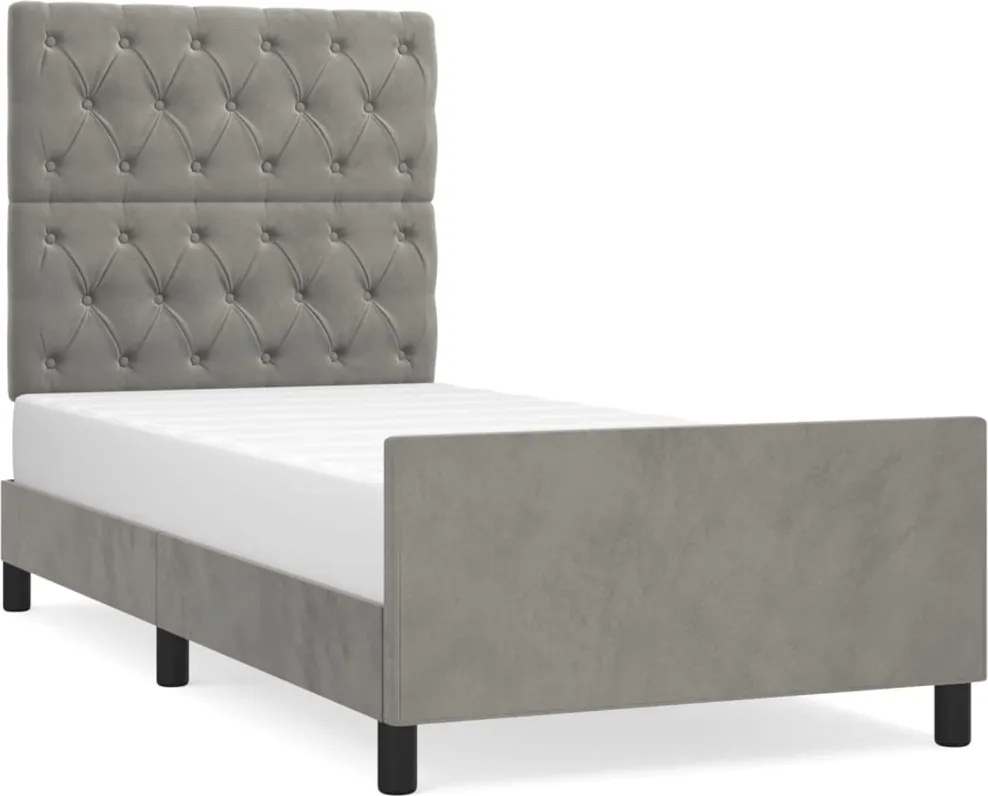 vidaXL világosszürke bársony ágykeret matrac nélkül 80x200 cm