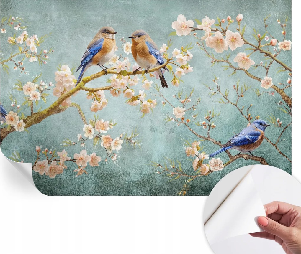 Öntapadós Dekoratív Fotótapéta Hálószobába Tavaszi madarak 104x70 cm