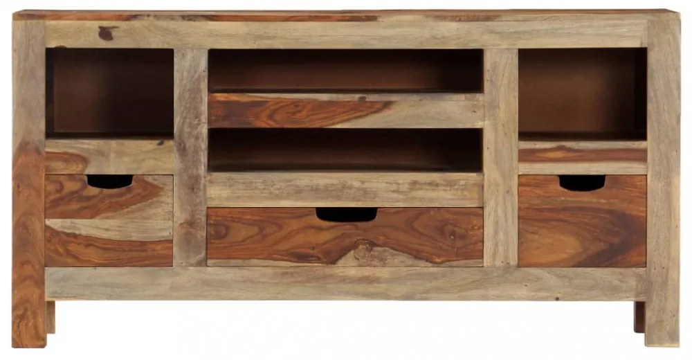 szürke tömör akácfából tálalószekrény 100x30x50 cm