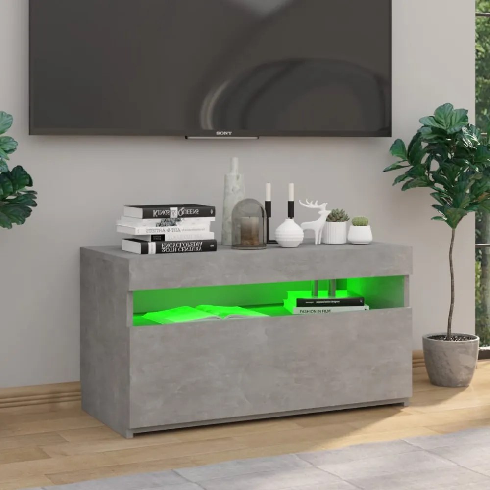 betonszürke TV-szekrény LED-világítással 75 x 35 x 40 cm