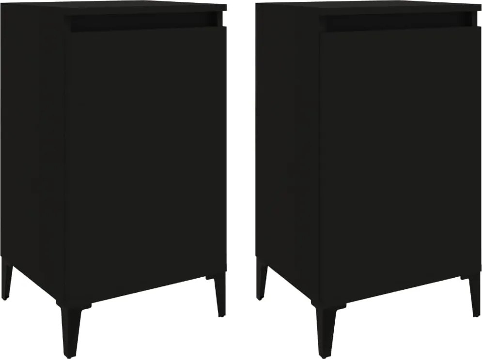 vidaXL 2 db fekete szerelt fa éjjeliszekrény 40x35x70 cm