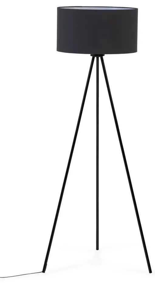 Fekete állólámpa textil búrával (magasság 157 cm) Ikia – Kave Home