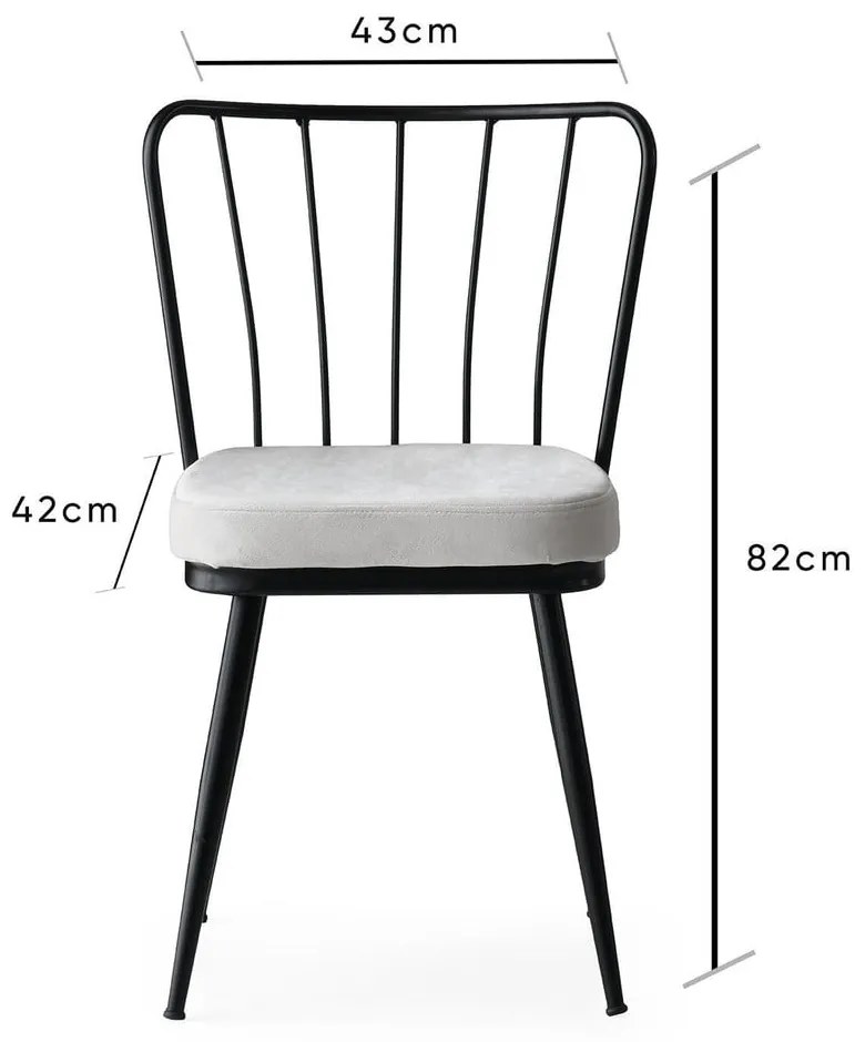 Fehér-fekete fém étkezőszék szett 2 db-os Yildiz – Kalune Design