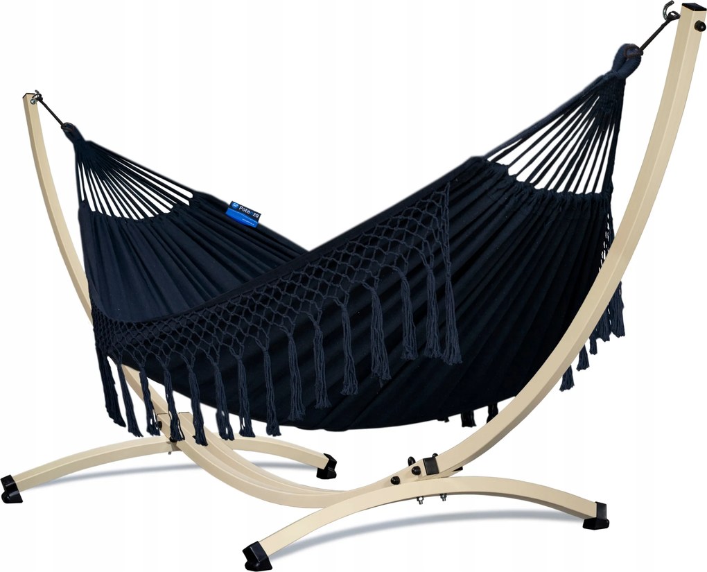 Potenza boho kerti függőágy ekrü vázzal 220kg Santia függőágy 220x160cm