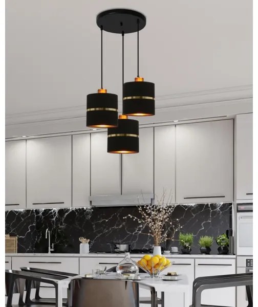 Csillár zsinóron ASSAM 3xE27/60W/230V fekete