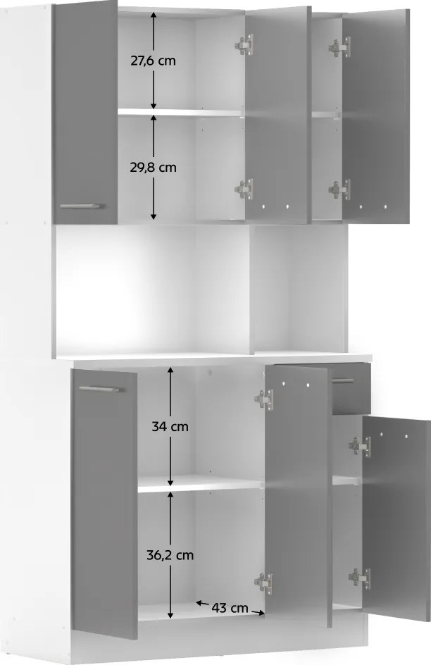 Hatajtós szekrény, fehér/grafit, PELION NEW