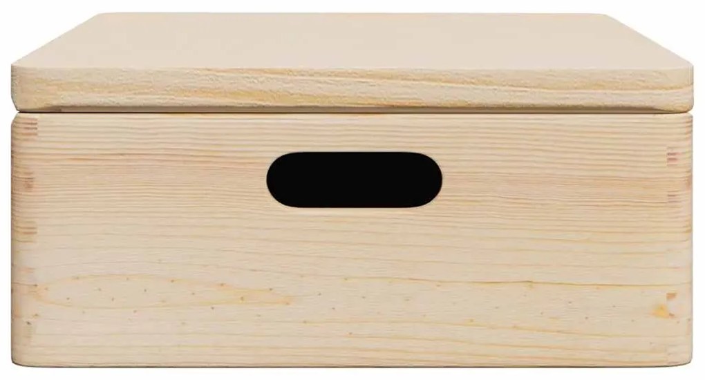 Fa doboz fedéllel és fogantyúkkal 40x30x13 cm tömör fa fenyő