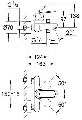 GROHE 32831000 - Kádcsaptelep EUROSMART COSMOPOLITAN DN 15 fényes króm