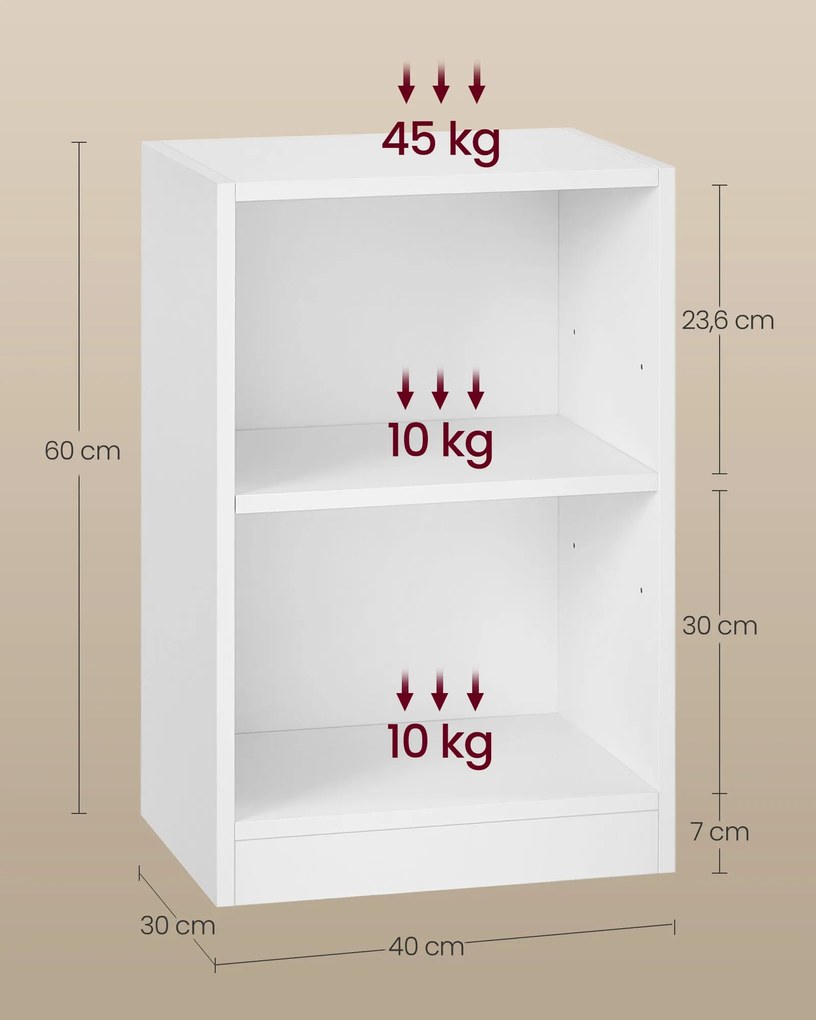 CUSTOS nyitott rekeszes éjjeliszekrény, állítható polccal, felhőfehér