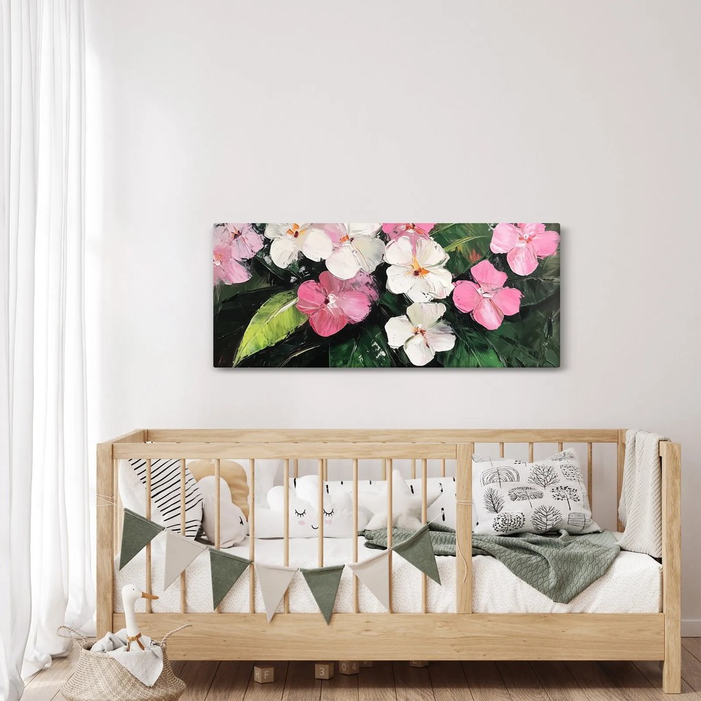 Kép - Rózsaszín és fehér virágok (120x50 cm)
