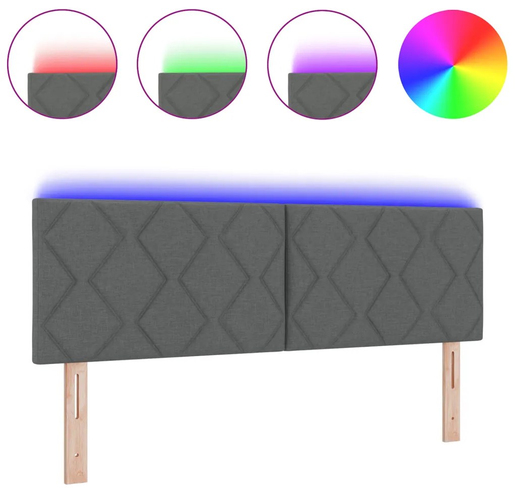 LED Fejtámla Gyémánt Blokkok Design Sötétszürke 160 cm Szövet