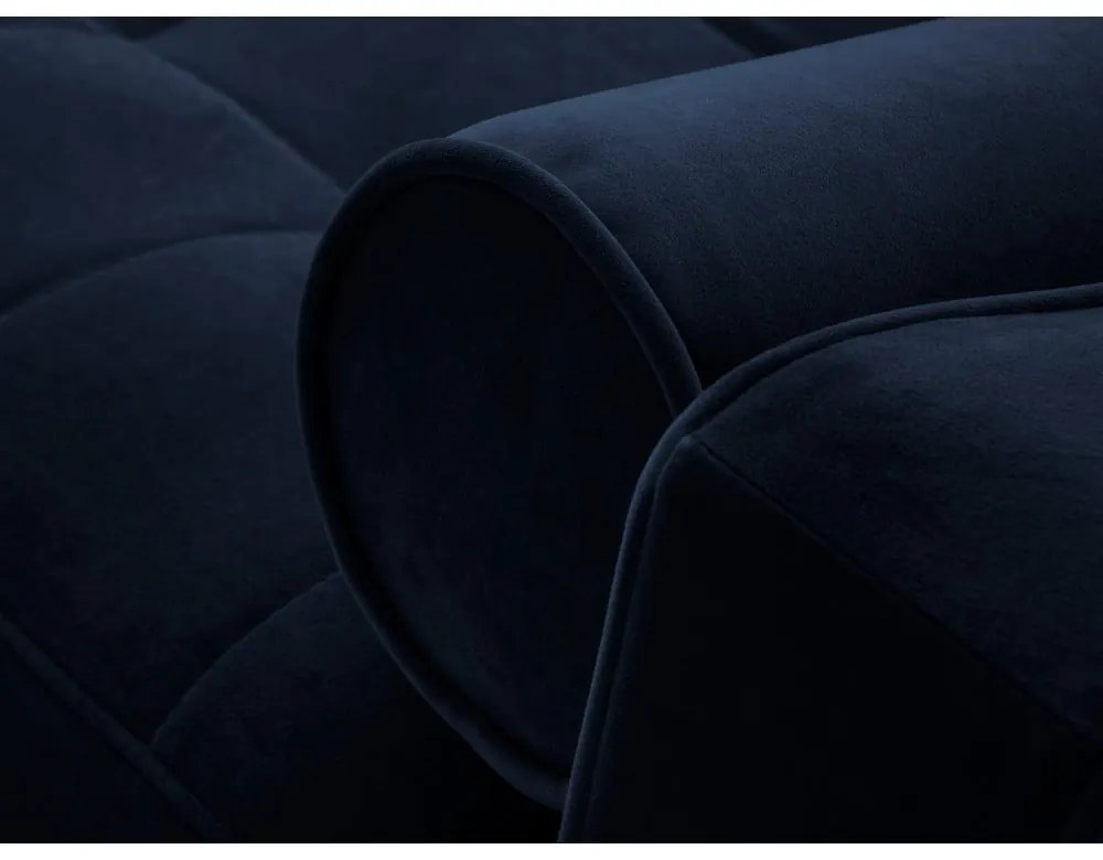 Santo kék kinyitható bársony sarokkanapé, jobb oldali - Milo Casa