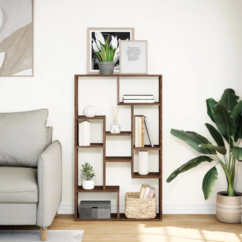 barna tölgy színű szerelt fa könyvespolc 72 x 20 x 120 cm