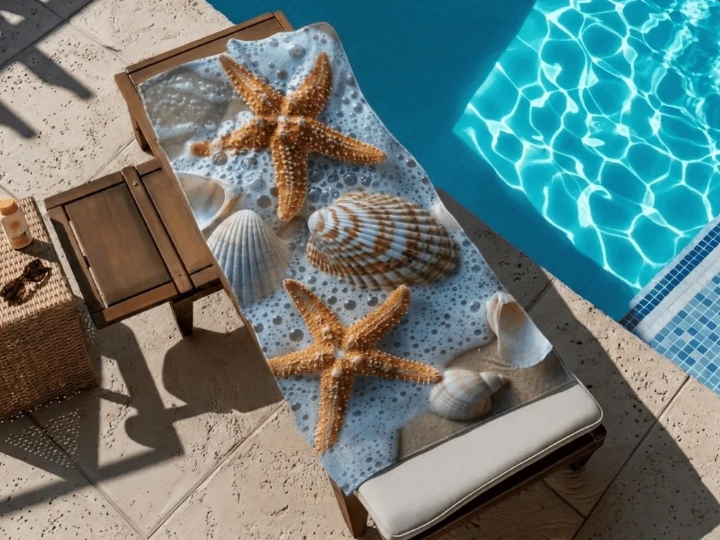 Gyorsan száradó strand fürdőlepedő SEA STARS színes 70 x 140 cm, 100% mikroszál