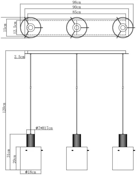 Globo 15904-3H - Csillár zsinóron TULIVAR 3xE27/40W/230V szürke