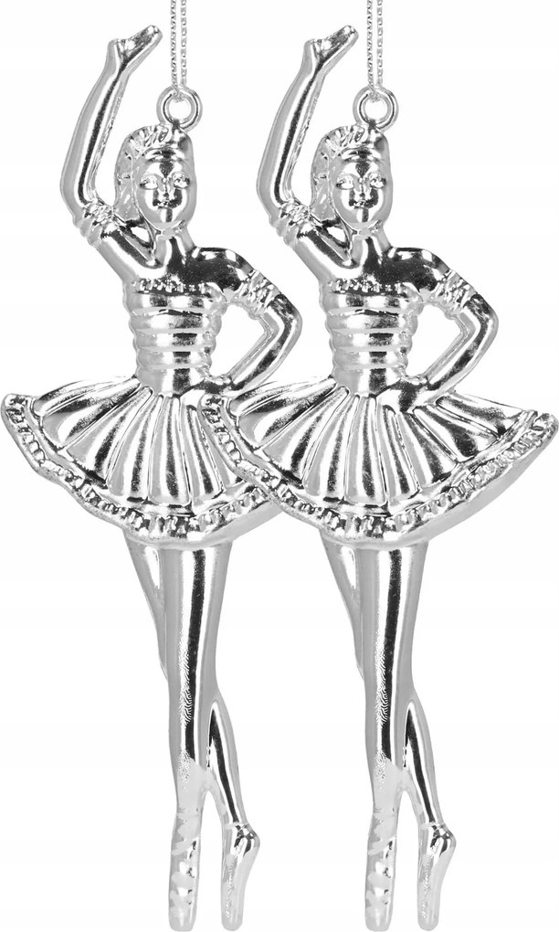 Balerina Karácsonyfa Medálok x2 Bombák Ezüst Karácsonyfa Dekoráció
