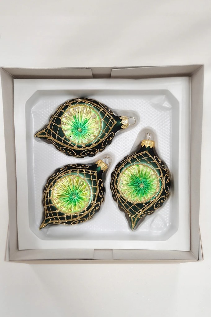 Matt karácsonyfadísz szett Zöld karácsonyfadíszek 3 db