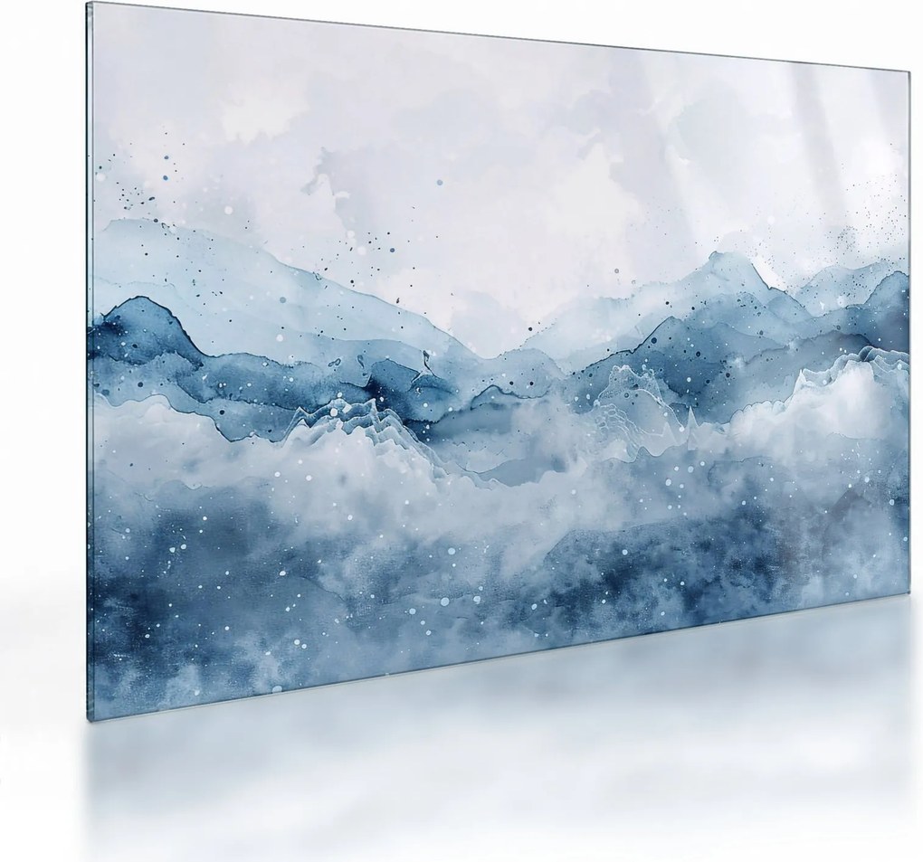 Üveg kép - Felhők és hullámok, akvarell (70x50 cm)