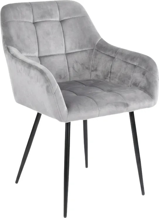 Szürke LOREN VELVET étkezőszék fekete lábakkal