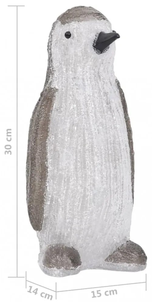 LED-es akril karácsonyi pingvinfigura bel- és és kültérre 30 cm