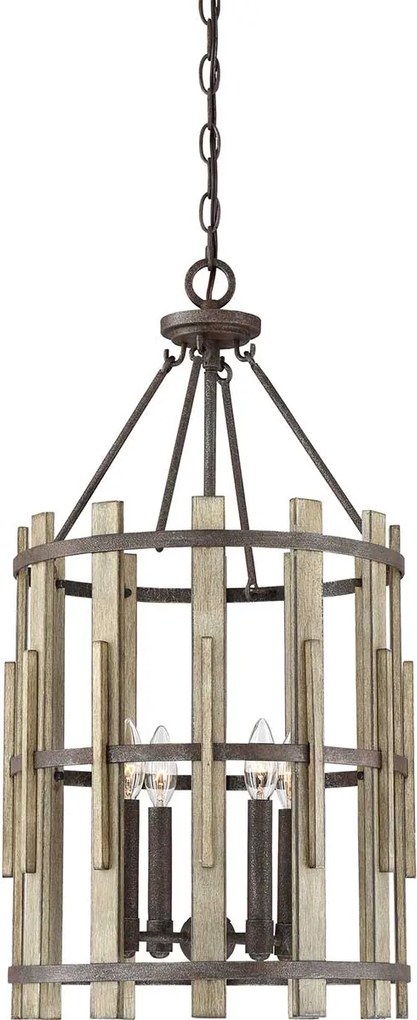 Quoizel loft függeszték wood hollow fekete falusias elsqz-wood-hollow-4p