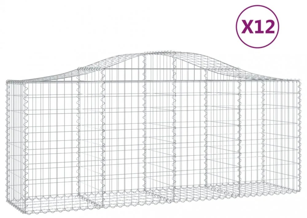12 db íves horganyzott vas gabion kosár 200x50x80/100 cm