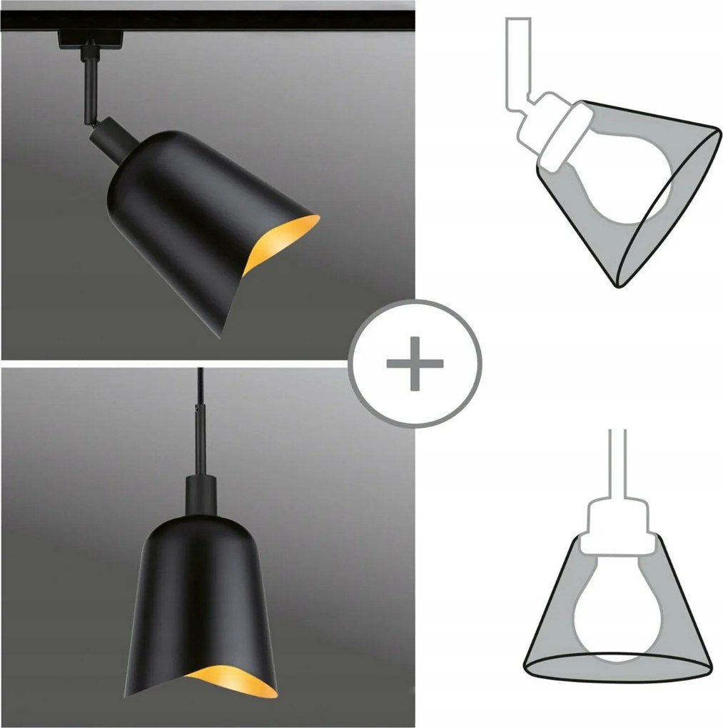 Paulmann URail Alvaro lámpaernyő 144mm matt fekete/matt arany, DecoSystems