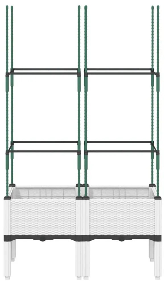 fehér polipropilén rácsos kerti ültetőláda 80 x 40 x 142,5 cm