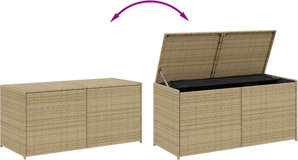 vidaXL vegyes bézs polyrattan kerti tárolóláda 283 L