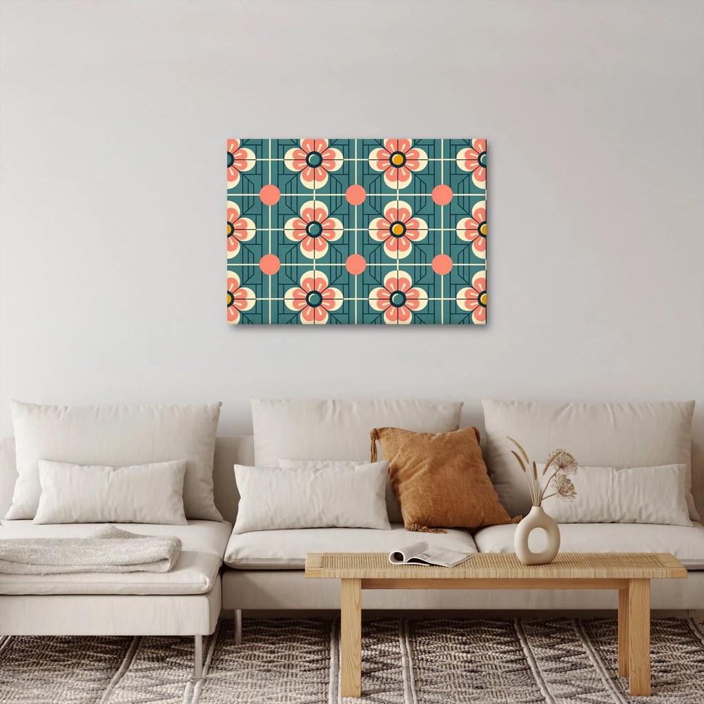 Kép - Retro virágminta (70x50 cm)